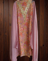 Soft Organza Suit Set with Mirror Sequin Hand Work – Unstitched Grace